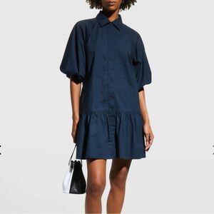 SIMKHAI
Chrissy Puff-Sleeve Cotton Poplin Mini Shirtdress